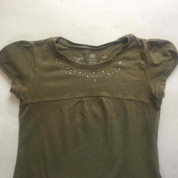 Faded Glory Vintage Olive Green Short Sleeve Girls Tee Shirt T-Shirt Sz 7/8 Med - Picture 14 of 16